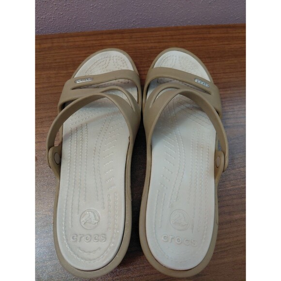 Crocs Patricia Wedge Sandals Womens Size 9 Brown Open Toe Comfort Shoes Rubber - Picture 6 of 8